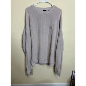 IZOD Mens‎ Knit Sweater Crewneck Cotton Blend Casual Comfy Pullover Neutral XL
